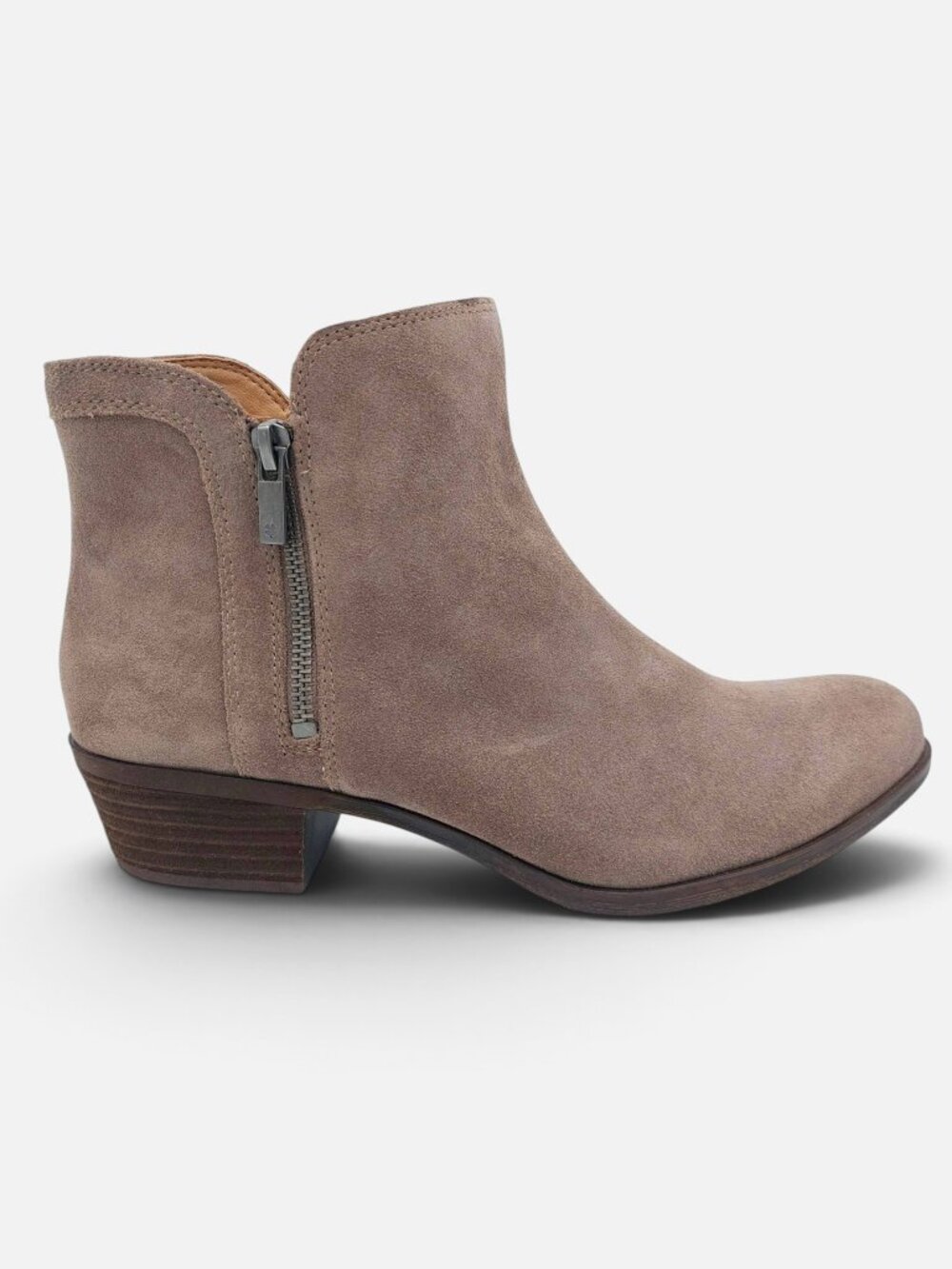 Lucky Brand LK-Bream Taupe Suede Ankle Booties Size 12M Western Side Zip